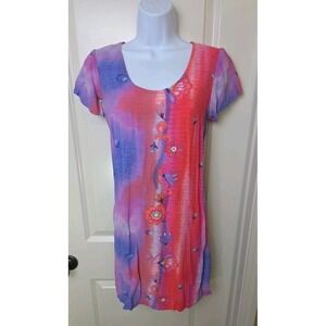 Vtg 1990s JAMS WORLD Resort Dress Made in Hawaii Vision Print‎ Floral Rayon S